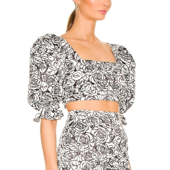 Lovers and Friends Sully Floral Print Puff Sleeve Bobbie Crop Top Size XS - Picture 2 of 11